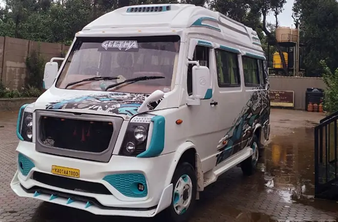 GT Tours Tempo Traveller in Sakleshpur - 12-seater luxury van for group travel, family tours, and Karnataka package tours